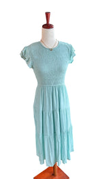 SIMONE SMOCKED TIERED MIDI DRESS - The Girl on Ivy