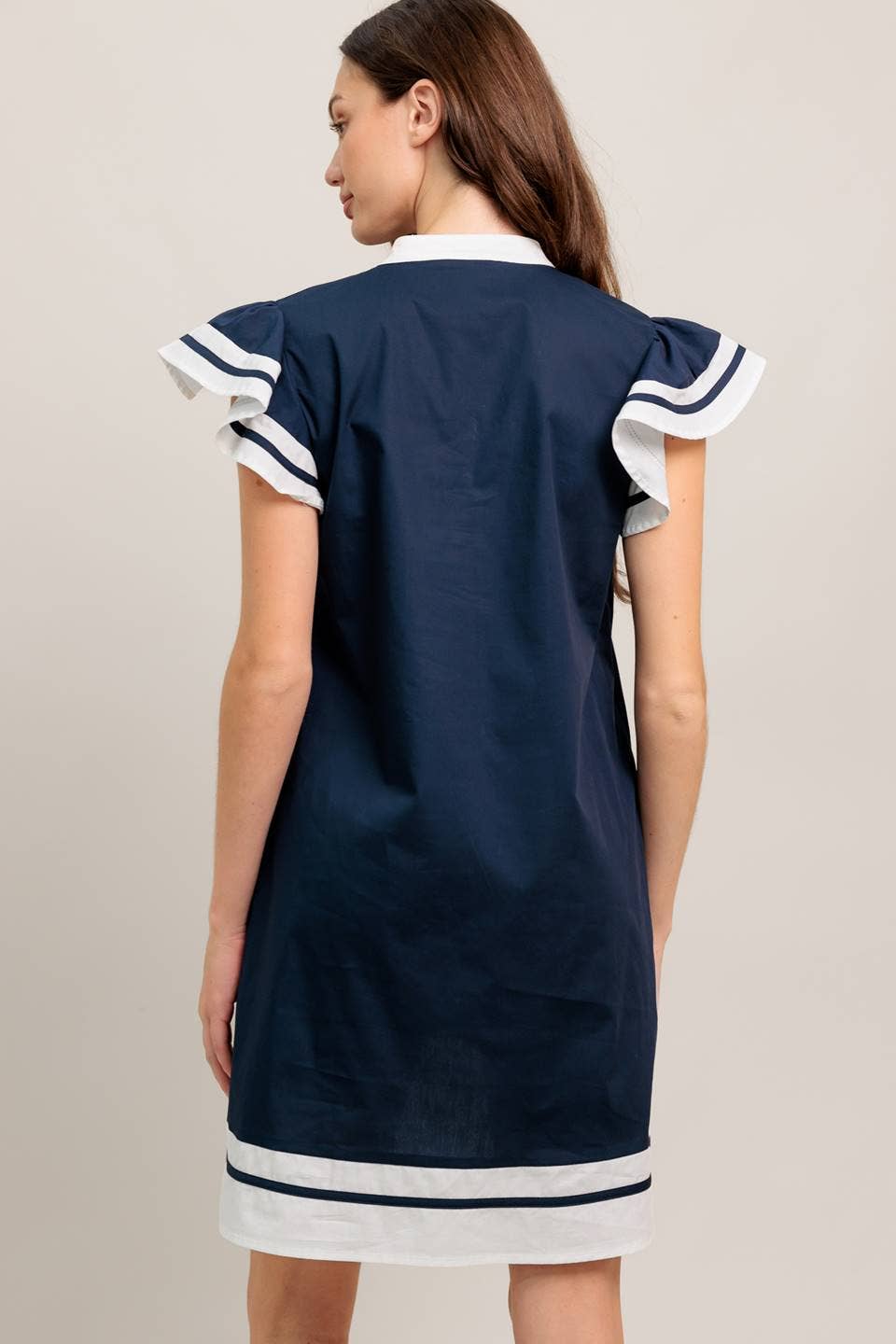 A solid woven color blocked mini dress - The Girl on Ivy