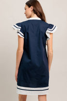A solid woven color blocked mini dress - The Girl on Ivy