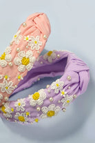 SEED BEAD DAISY FLOWER KNOTTED HEADBAND | 91HB5296 - The Girl on Ivy