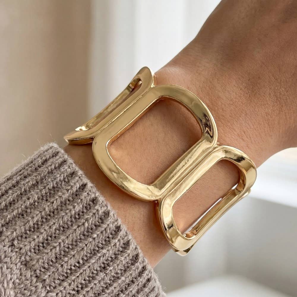 Solid Oval Chain Hinge Bangle Bracelet - The Girl on Ivy