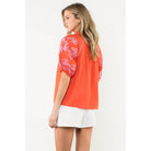 Embroidered THML Puff Sleeve V-Neck Top - The Girl on Ivy