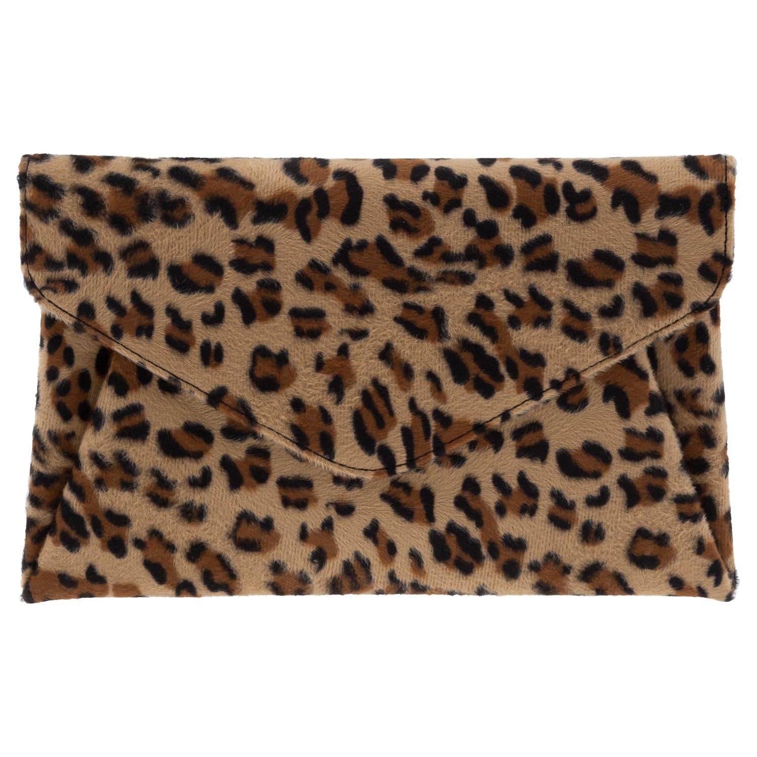 Faux Fur Leopard Print Double Pocket Clutch - The Girl on Ivy