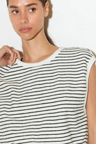 A striped knit romper - FP1102 CREAM BLACK - The Girl on Ivy