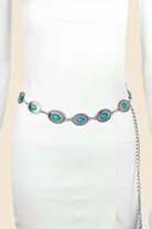 Floral Turquoise Western Concho Disc Chain Belt - The Girl on Ivy