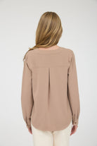 SPLIT NECK 3/4 TAB SLEEVE SOLID TOP - The Girl on Ivy