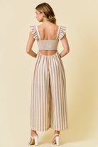 STRIPE COTTON GAUZE WIDE LEG CULOTTE JUMPSUIT - 28215R - The Girl on Ivy