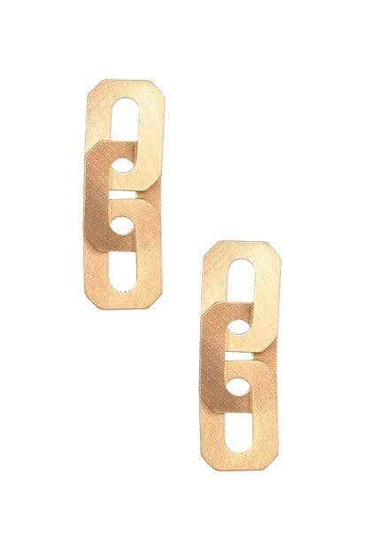 Brushed Gold Chunky Link Earrings | Gold Link Earring - The Girl on Ivy