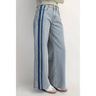 WASHED MID-RISE STRIPE JEANS - The Girl on Ivy