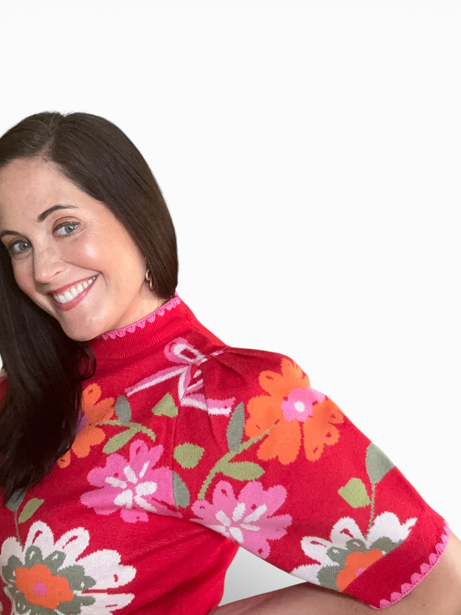 Short Sleeve Floral Detail Knit Top - The Girl on Ivy