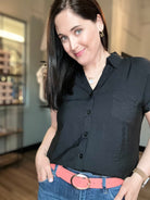 Jessie Short Tab Sleeve Button Down Shirt (3 Color Options) - The Girl on Ivy