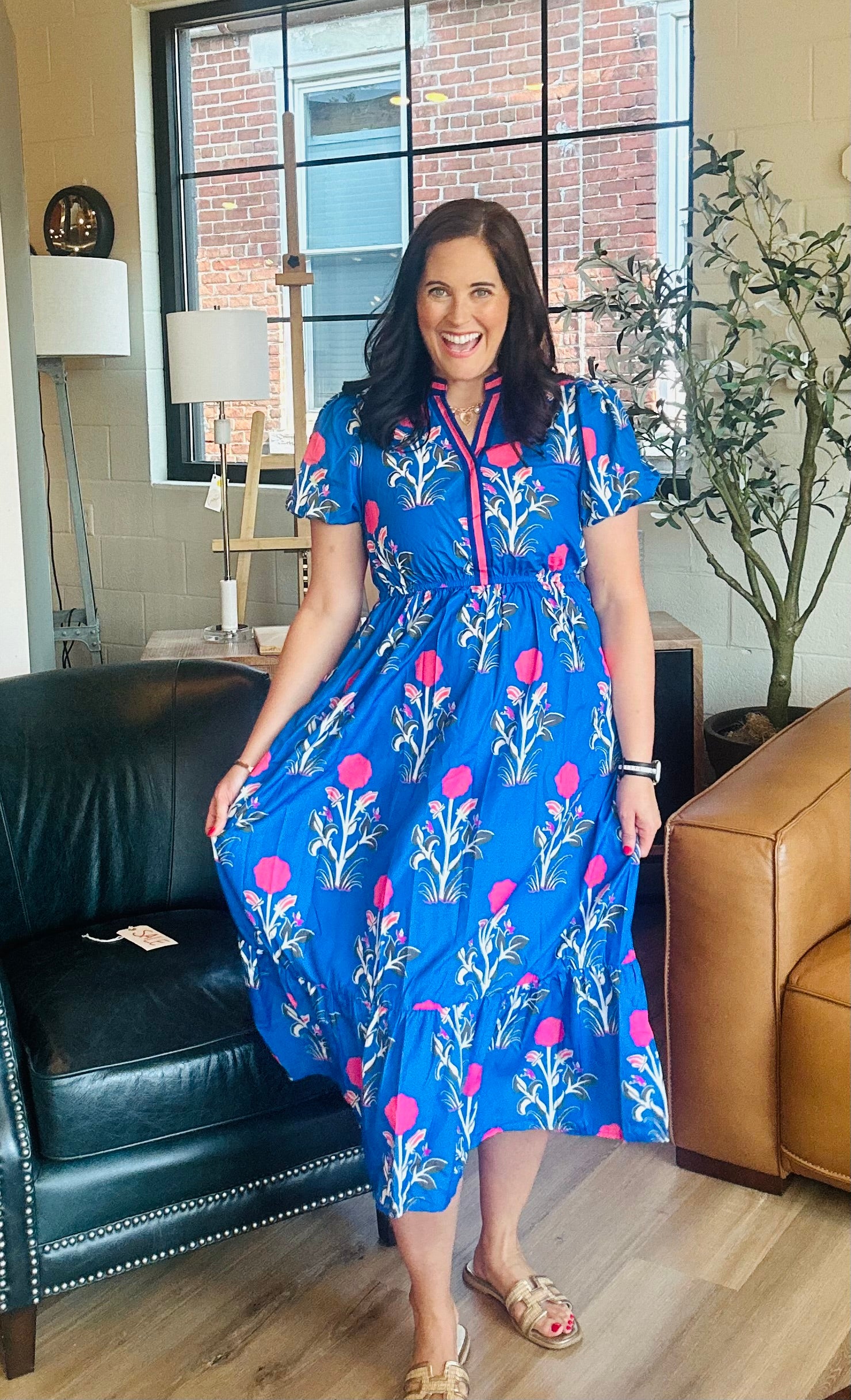 BOHO Floral Puff  Sleeve High Waist Maxi Dress - The Girl on Ivy