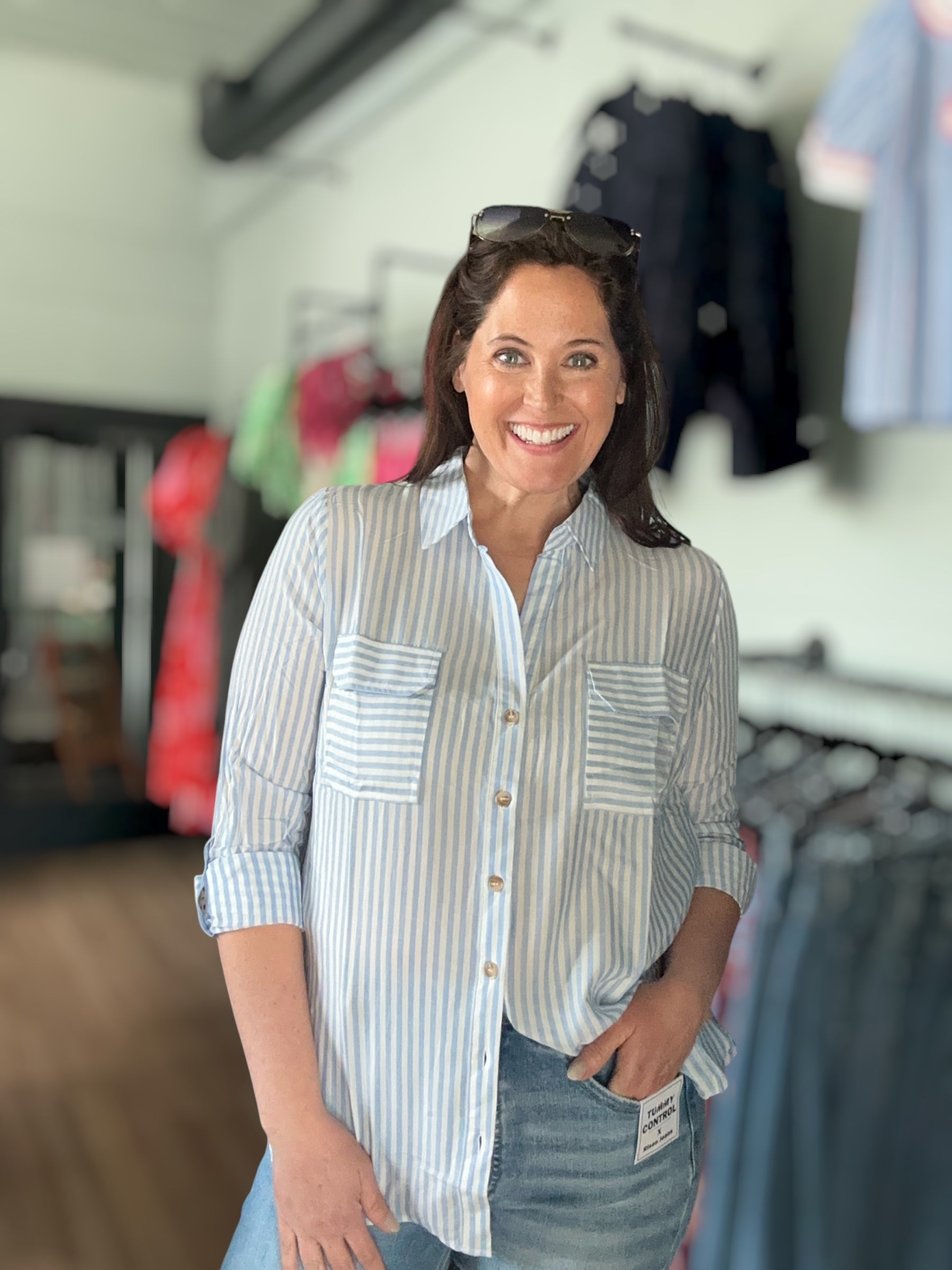 Joey Stripe Collared Button Down Lightweight Shirt - The Girl on Ivy