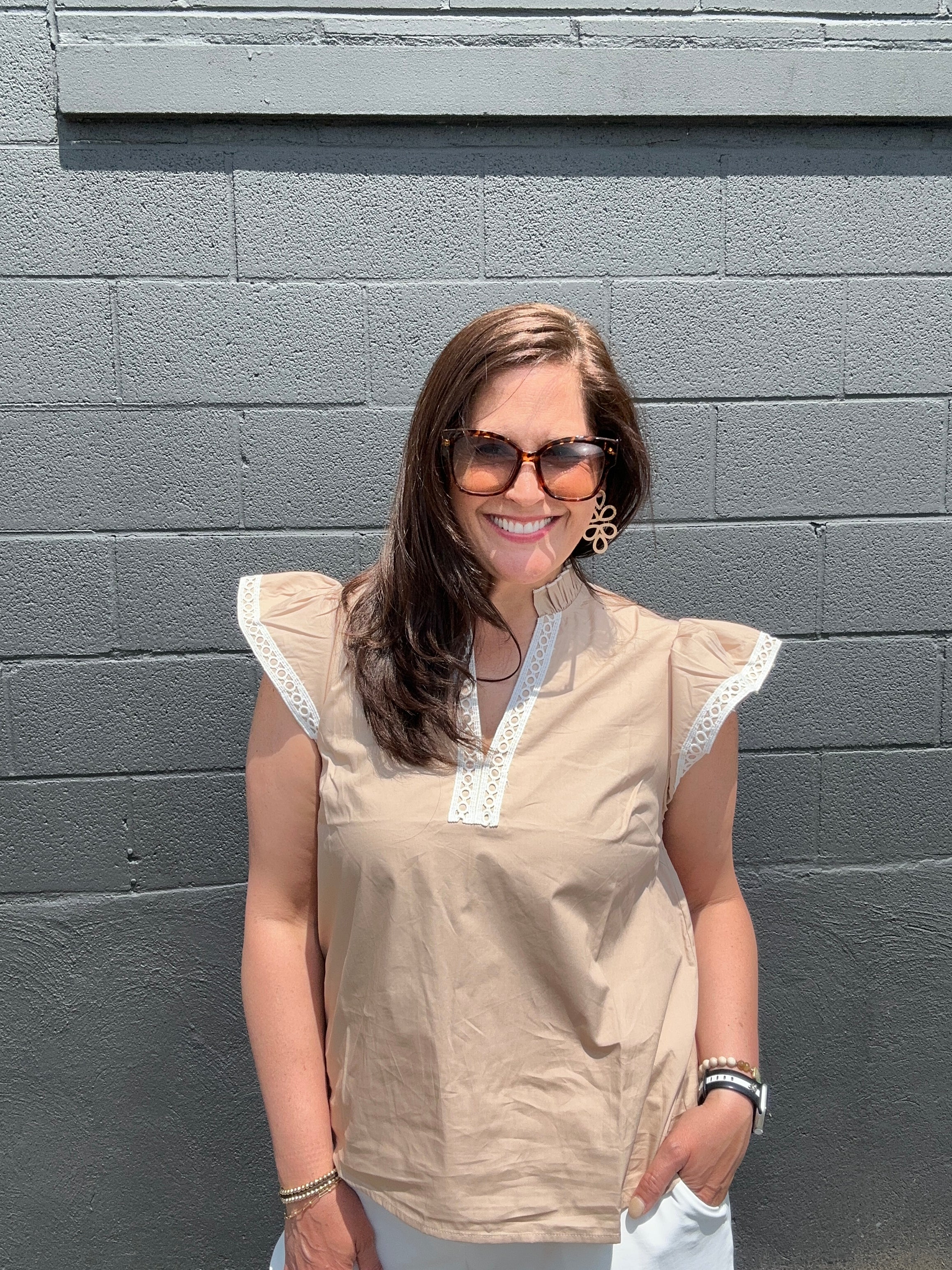 Alexa Solid Woven Top - The Girl on Ivy
