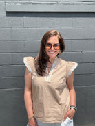 Alexa Solid Woven Top - The Girl on Ivy