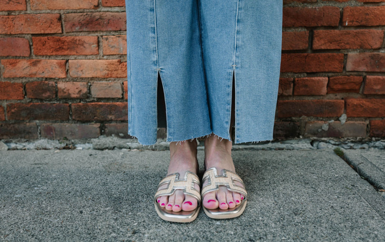 Medium Wash Risen Tummy Control Mid Rise Front Slit Jeans - The Girl on Ivy