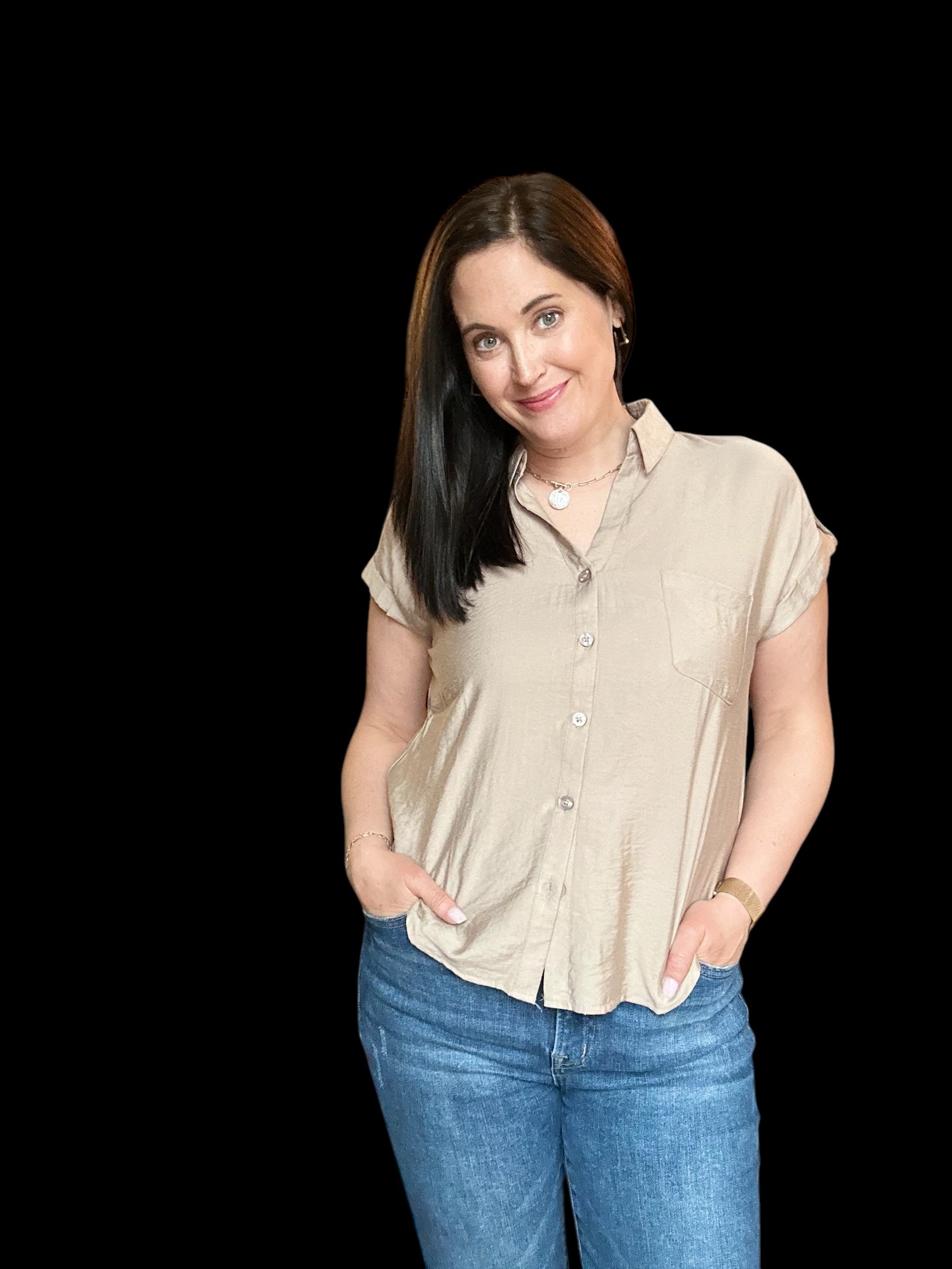 Jessie Short Tab Sleeve Button Down Shirt (3 Color Options) - The Girl on Ivy