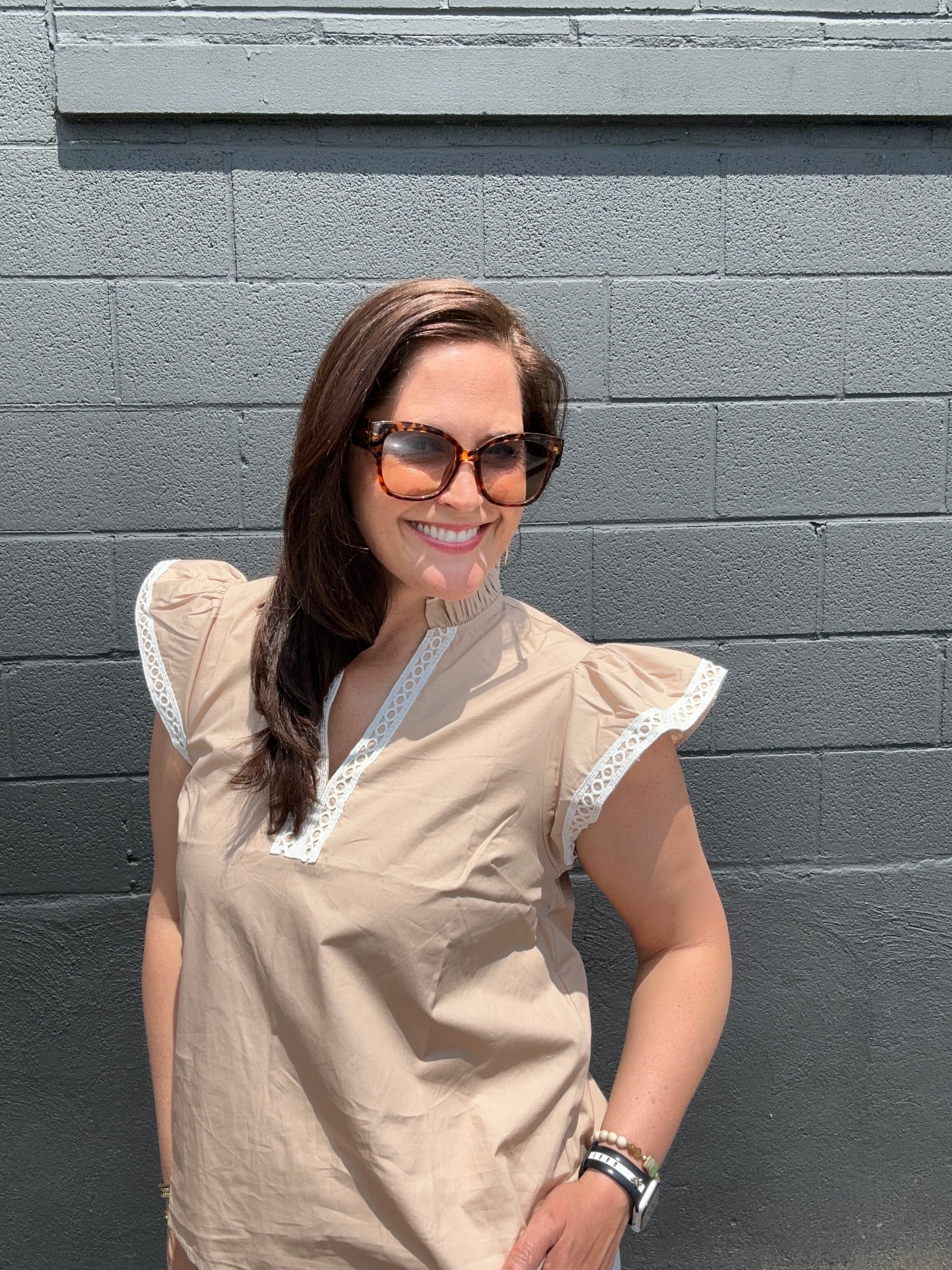 Alexa Solid Woven Top - The Girl on Ivy