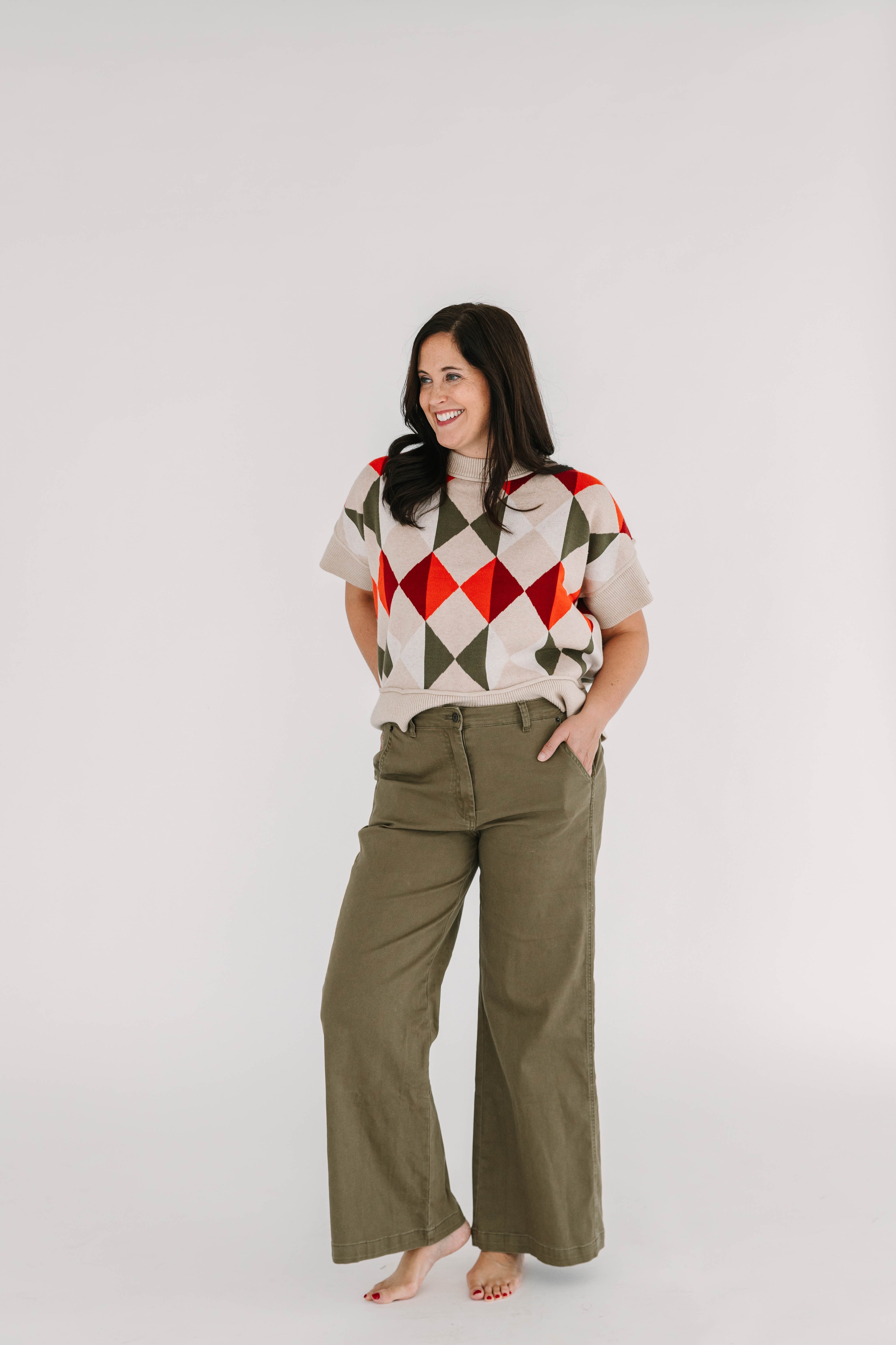 cotton trouser pants in olive or brown 