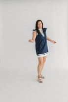 Alice solid woven color blocked mini dress - The Girl on Ivy