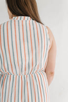 Striped Button Front 100%Cotton Tired Midi Dress - The Girl on Ivy