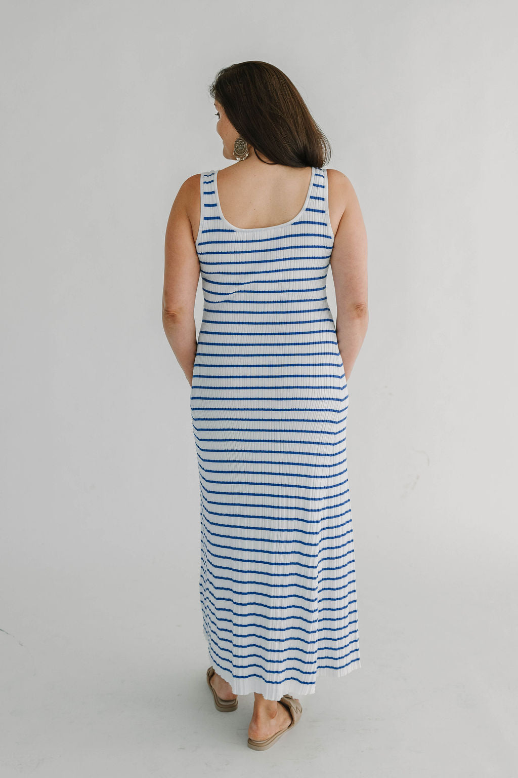 Striped Sleeveless Rib Knit Maxi Dress - The Girl on Ivy