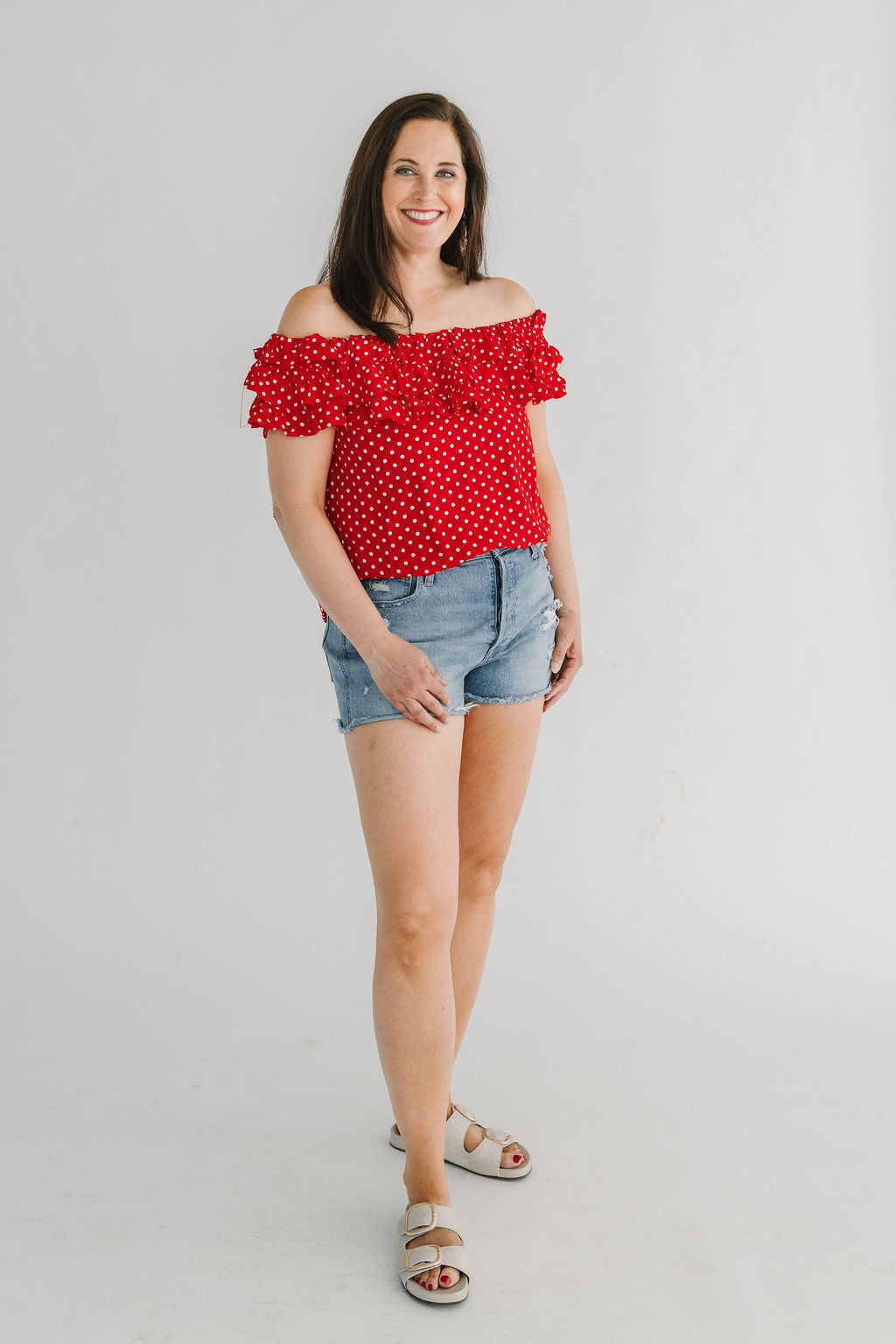 Polka Dot Layered Ruffle Embellished Top - The Girl on Ivy