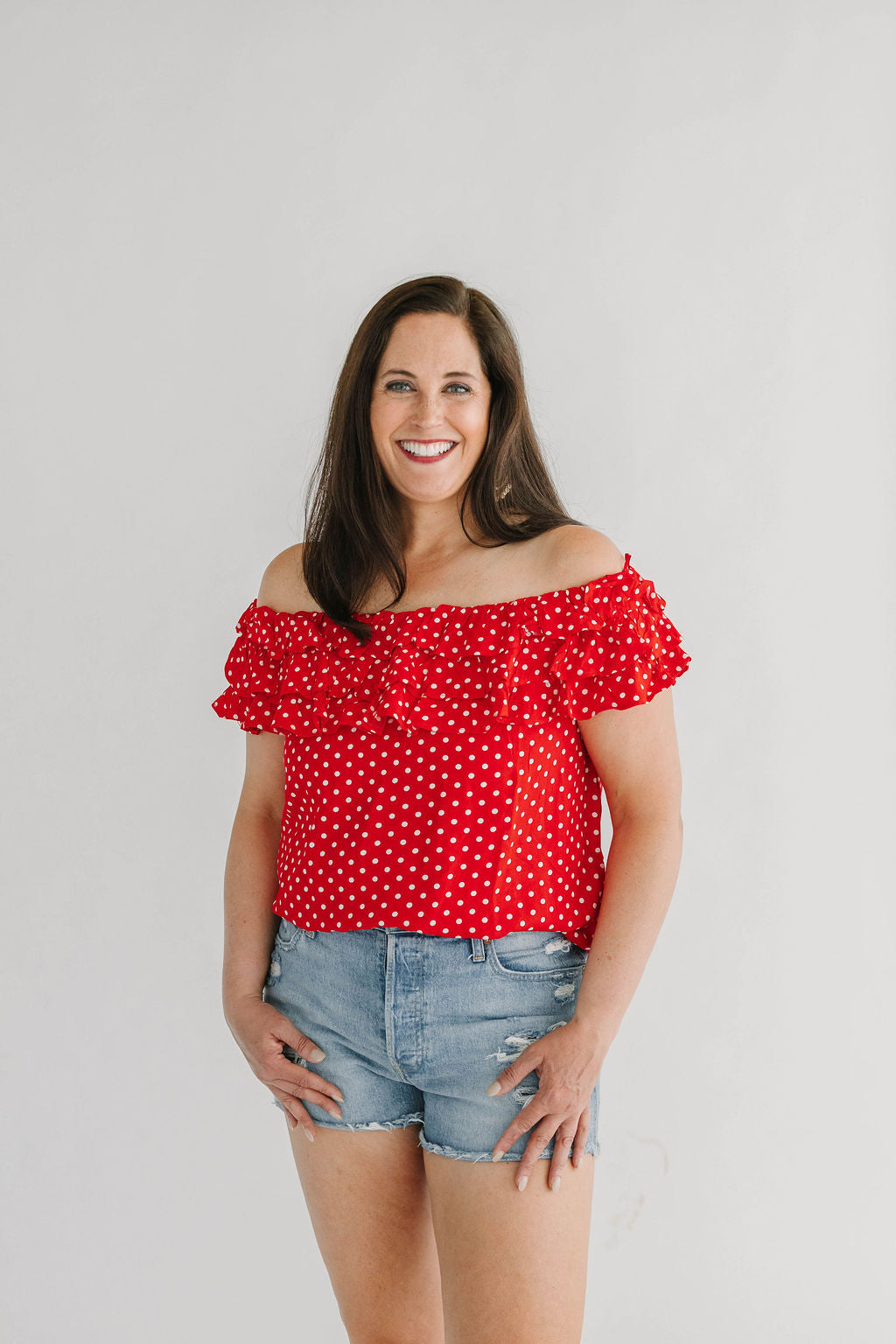 Polka Dot Layered Ruffle Embellished Top - The Girl on Ivy