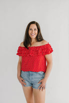 Polka Dot Layered Ruffle Embellished Top - The Girl on Ivy