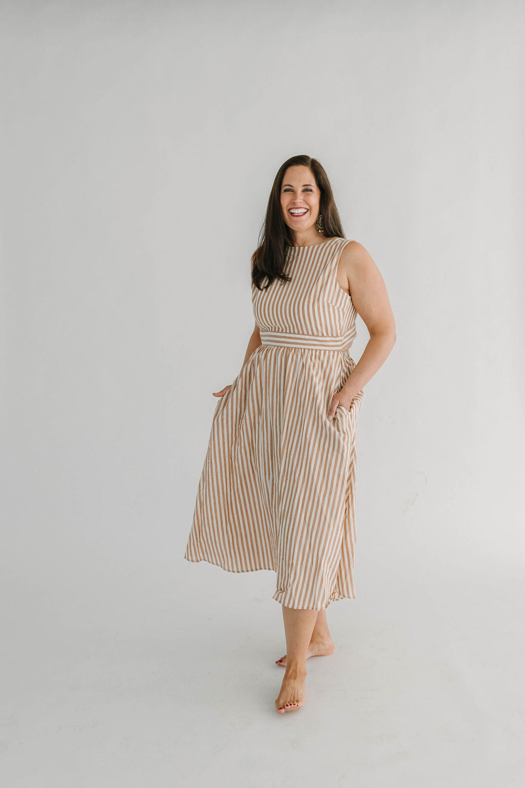 Avery Striped Woven Midi Dress - The Girl on Ivy