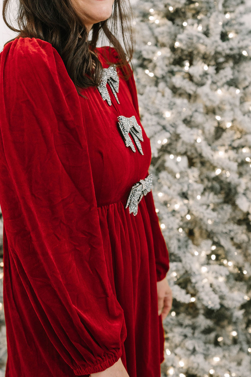 Glow Bow Velvet Mini Dress (available in Emerald and Red) - The Girl on Ivy
