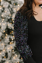 Sequin Contrast Sleeve Square Neck Bodycon Dress - The Girl on Ivy