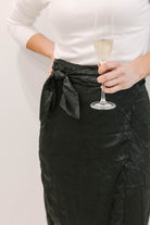 Tia High Tie Metallic Midi Wrap Skirt - The Girl on Ivy