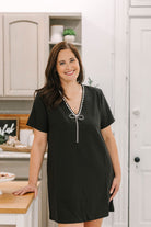 Candice V-Neck Shift Mini Dress (available in black & red) - The Girl on Ivy