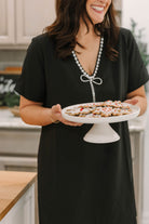 Candice V-Neck Shift Mini Dress (available in black & red) - The Girl on Ivy