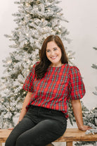 V-Back 2 Bow Accent Feminine Plaid Blouse Top - The Girl on Ivy