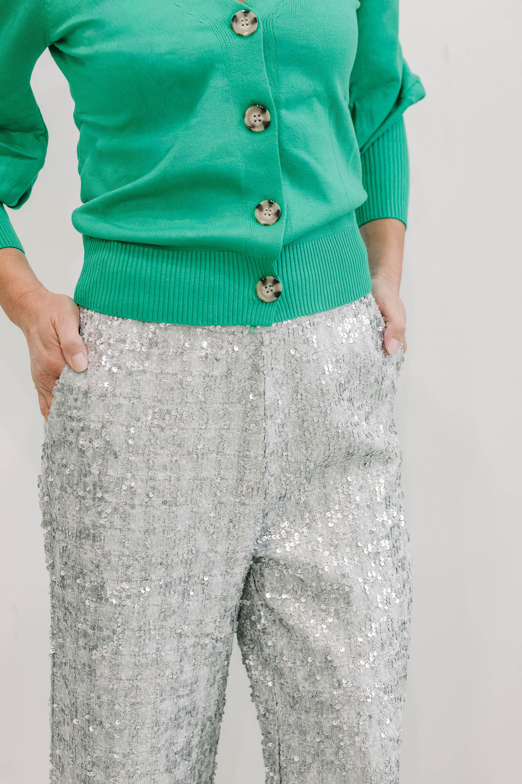 V-Neck Blouson Sleeve Button Detail Knitted Cardigan - The Girl on Ivy