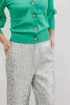 V-Neck Blouson Sleeve Button Detail Knitted Cardigan - The Girl on Ivy