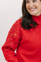 Noel Sequin Embellished Mock Neck Sweater (2 color options) - The Girl on Ivy
