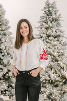 Floral Embroidered Detailing 100%Cotton Blouse - The Girl on Ivy