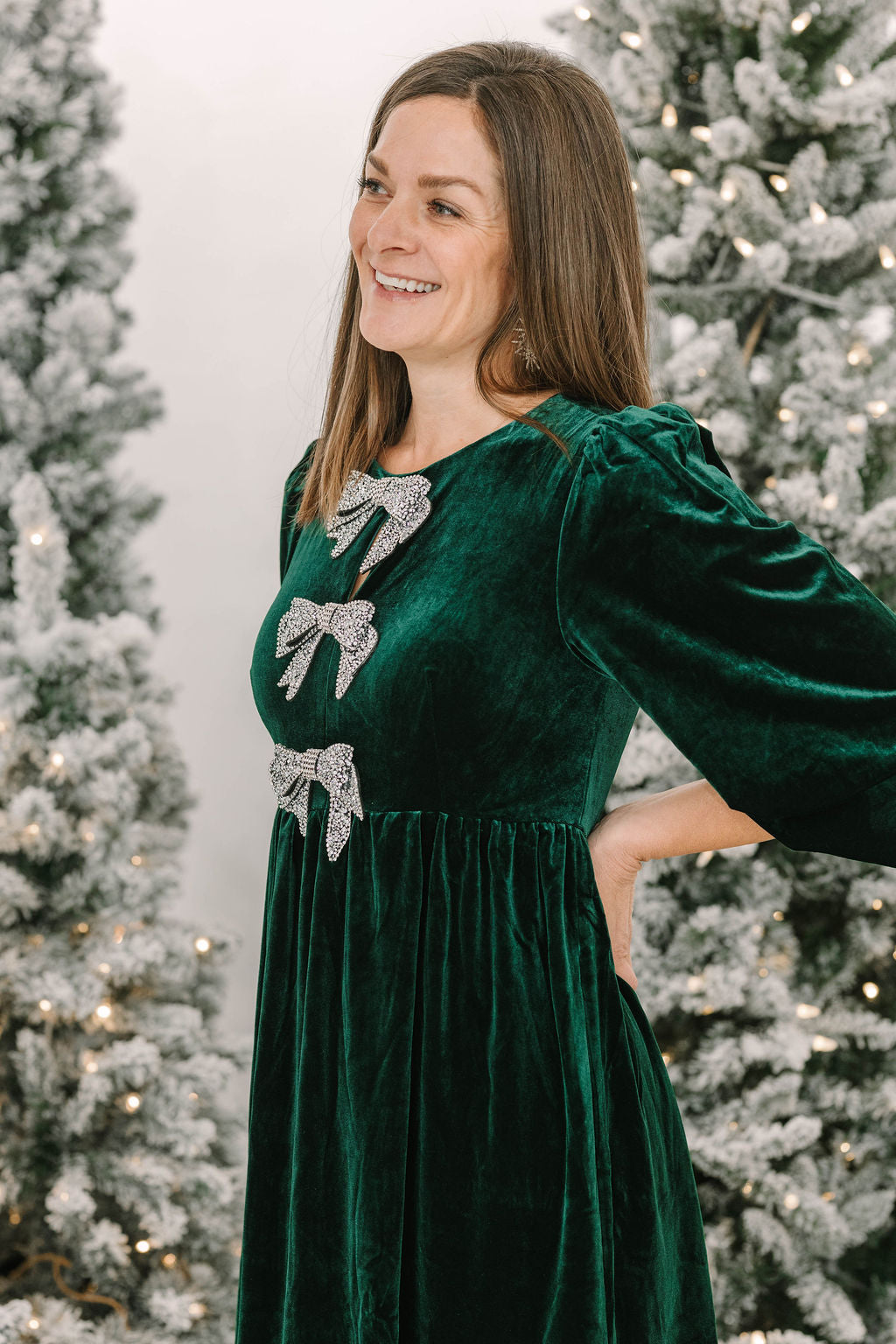 Glow Bow Velvet Mini Dress (available in Emerald and Red) - The Girl on Ivy