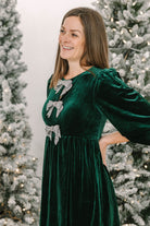 Glow Bow Velvet Mini Dress (available in Emerald and Red) - The Girl on Ivy
