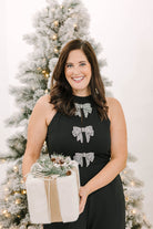 Glow Bow Halter Neck Black Jumpsuit - The Girl on Ivy