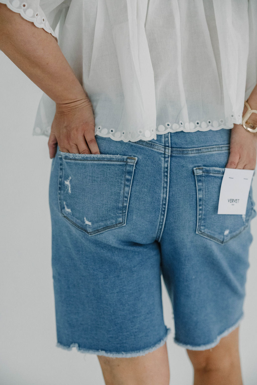 High Rise Raw Hem Bermuda Shorts - The Girl on Ivy