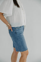 High Rise Waist Tie Denim Bermuda Shorts - The Girl on Ivy