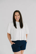 Everly Eyelet Trimmed Button Down Shirt - The Girl on Ivy