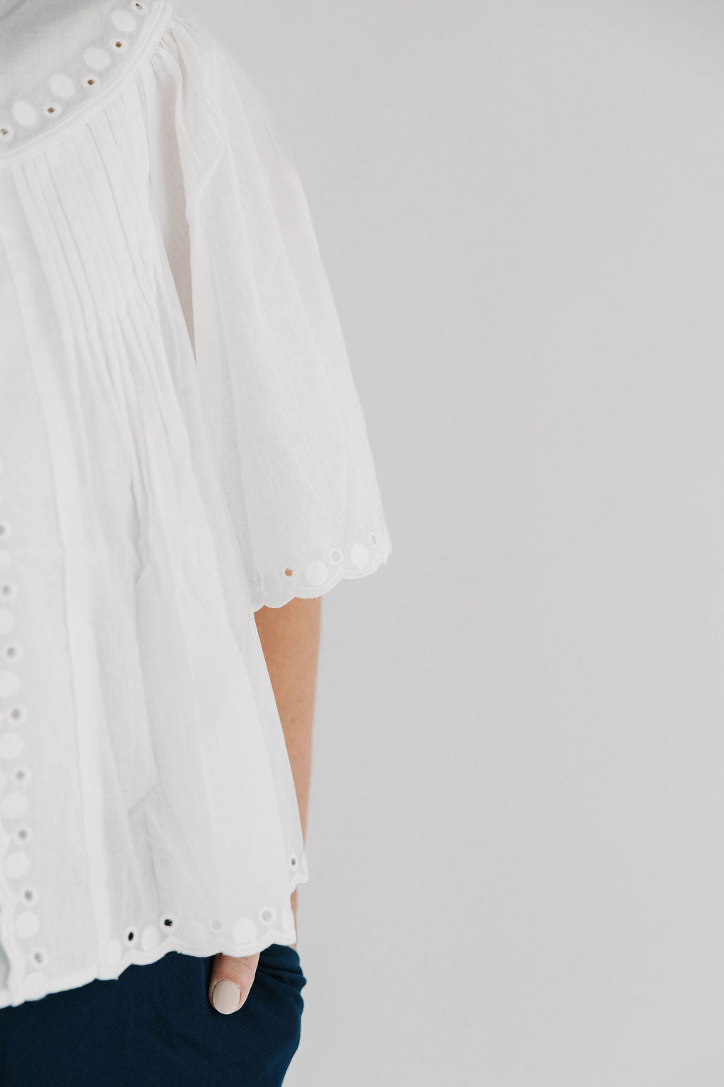 Everly Eyelet Trimmed Button Down Shirt - The Girl on Ivy