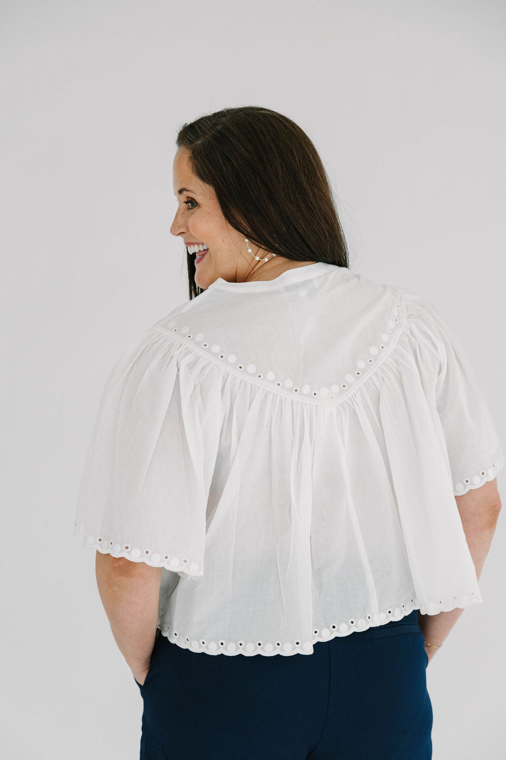 Everly Eyelet Trimmed Button Down Shirt - The Girl on Ivy