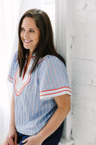 Americana Wide Sleeve Striped Pattern Top - The Girl on Ivy