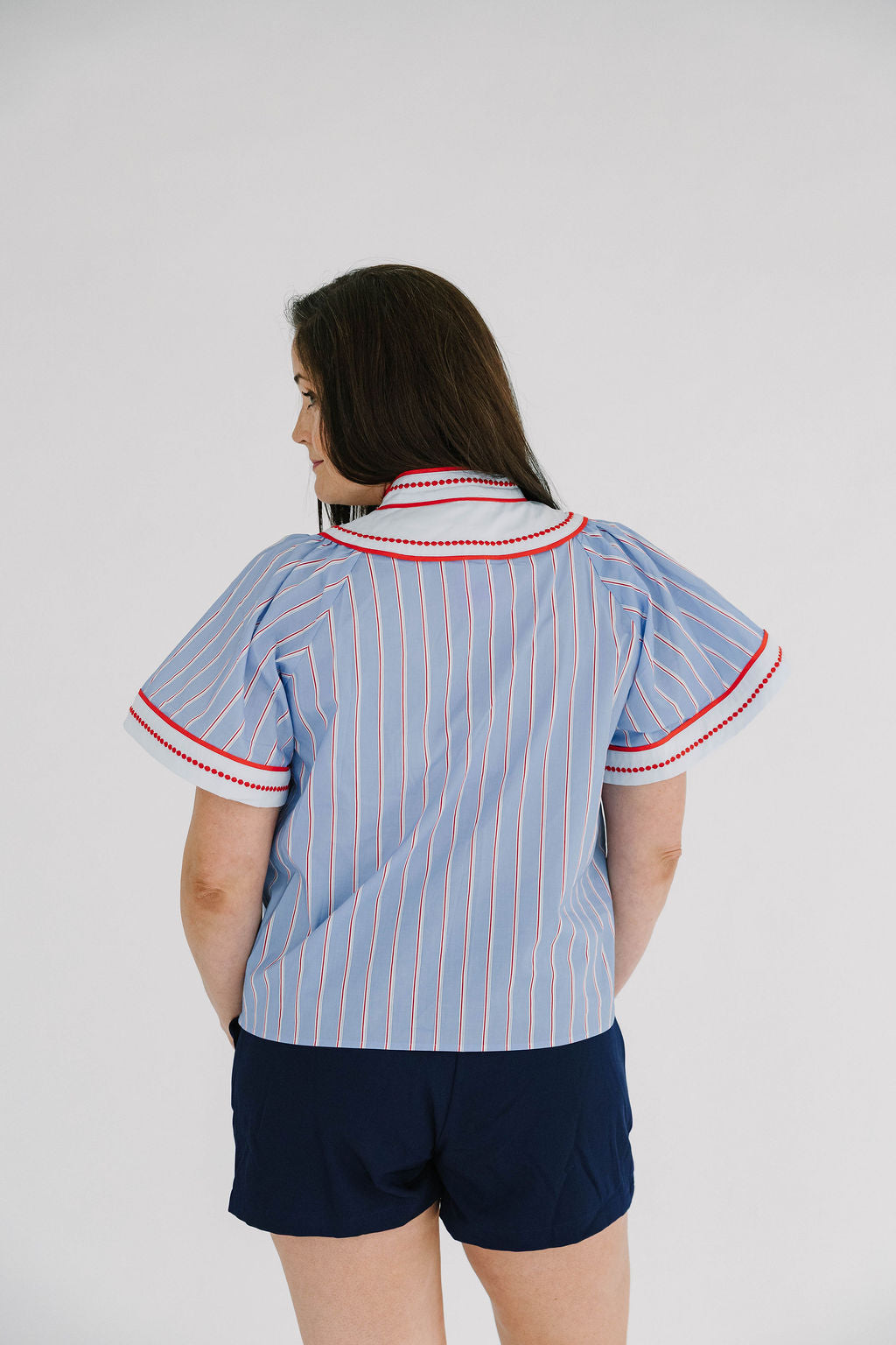 Americana Wide Sleeve Striped Pattern Top - The Girl on Ivy